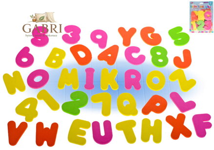 Písmena a čísla pěnová brevná set 36ks na koupání do vany do vody