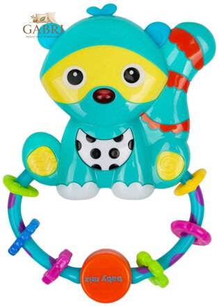 Chrastítko Baby Mix mýval pro miminko na baterie Světlo Zvuk