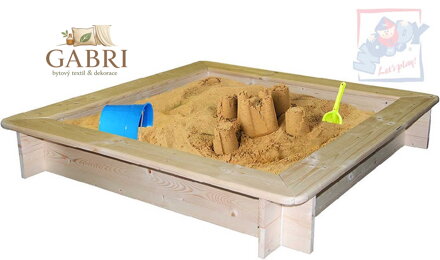 WOODY DŘEVO Pískoviště dětské čtverec natur 120x120x20cm s ochrannou sítí