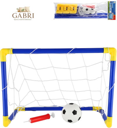 Branka fotbalová 44x31x24cm herní set s kopacím míčem a pumpičkou
