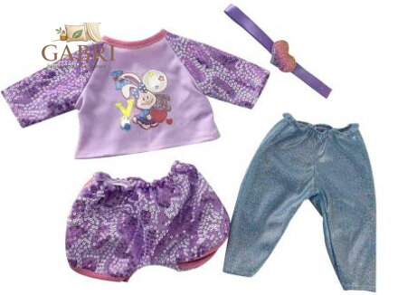 MAC TOYS Šaty pro panenku 40-43cm zajíček set s plínou a dudlíkem Fialová