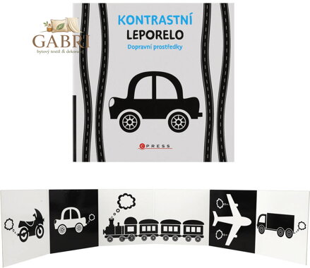 Knížka baby kontrastní leporelo dopravní prostředky pro miminko