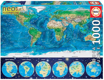 EDUCA Svítící puzzle Mapa světa 1000 dílků