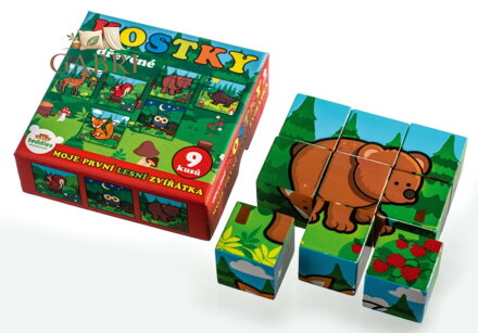 TEDDIES Obrázkové kostky Moje první lesní zvířátka, 9 kostek
