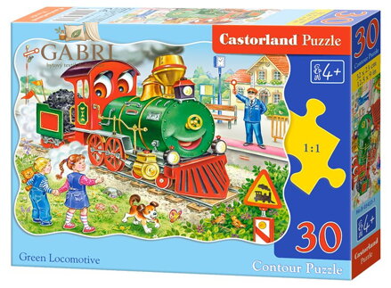 CASTORLAND Puzzle Zelená lokomotiva 30 dílků