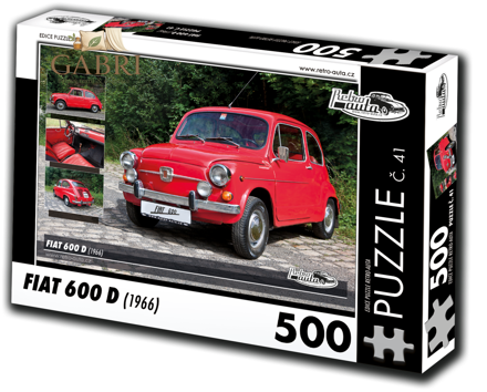 RETRO-AUTA Puzzle č. 41 Fiat 600 D (1966) 500 dílků