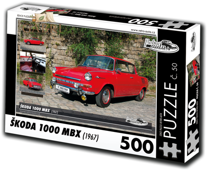 RETRO-AUTA Puzzle č. 50 Škoda 1000 MBX (1967) 500 dílků