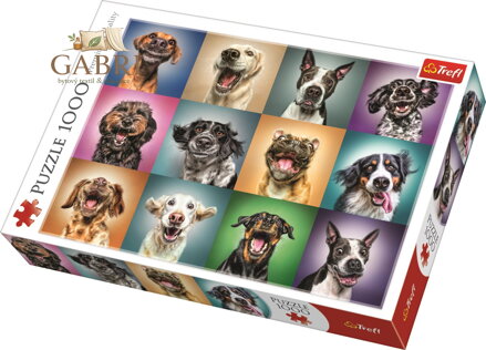 TREFL Puzzle Veselé psí portréty 1000 dílků