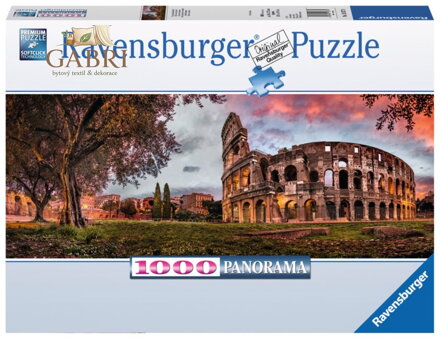 RAVENSBURGER Panoramatické puzzle Západ slunce nad Koloseem, Itálie 1000 dílků