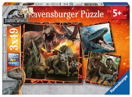 RAVENSBURGER Puzzle Jurský svět: Instinkt lovce 3x49 dílků