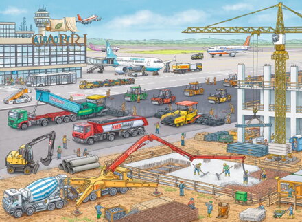 RAVENSBURGER Puzzle Staveniště na letišti XXL 100 dílků