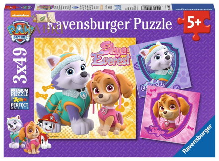 RAVENSBURGER Puzzle Tlapková patrola: Dívčí síla 3x49 dílků