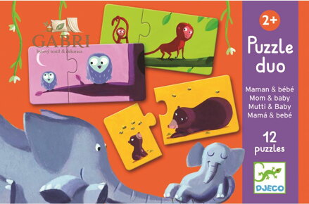DJECO Puzzle Zvířecí maminky a mláďata 12x2 dílků