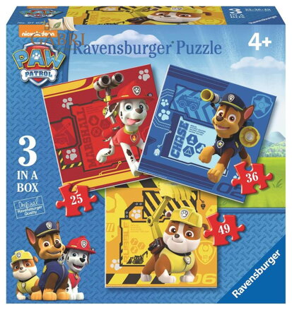 RAVENSBURGER Puzzle Tlapková patrola 3v1 (25,36,49 dílků)