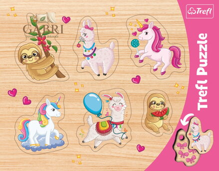 TREFL Vkládačka Jednorožci, lamy a lenochodi