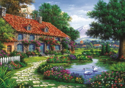 ART PUZZLE Puzzle Zahrada s labutěmi 1500 dílků