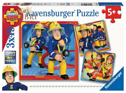 RAVENSBURGER Puzzle Požárník Sam: Do akce! 3x49 dílků