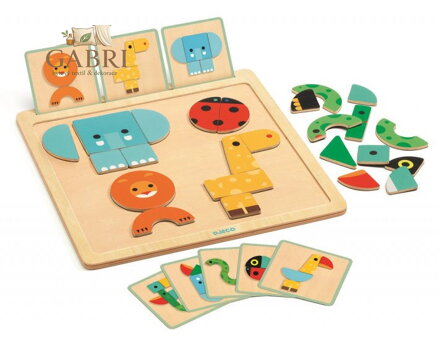 DJECO Dřevěné magnetické puzzle Obličeje zvířátek