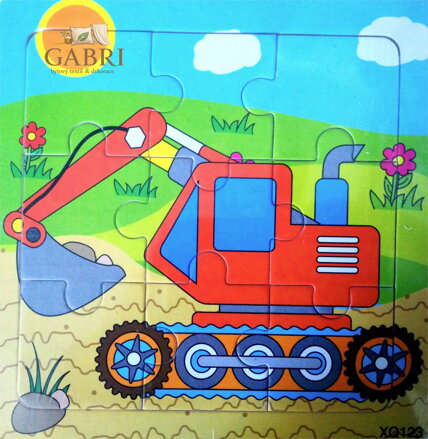 Dřevěné puzzle Bagr 9 dílků