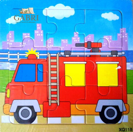 Dřevěné puzzle Hasiči 9 dílků