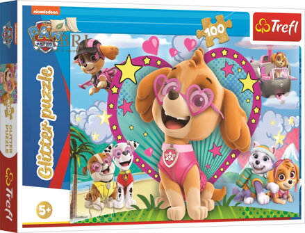 TREFL Třpytivé puzzle Tlapková patrola: V záři Skye 100 dílků