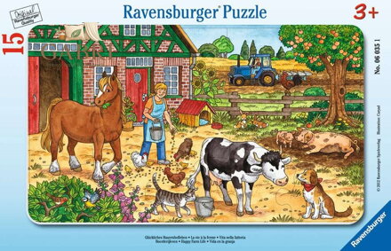 RAVENSBURGER Puzzle Šťastný život na statku 15 dílků