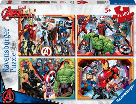 RAVENSBURGER Puzzle Mocní Avengers 4x100 dílků