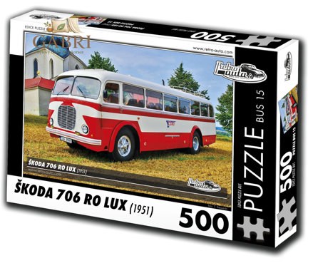 RETRO-AUTA Puzzle BUS č. 15 Škoda 706 RO LUX (1951) 500 dílků