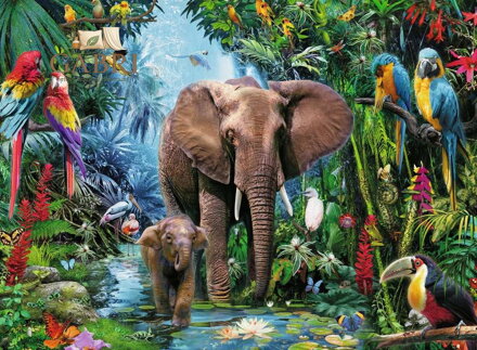 RAVENSBURGER Puzzle Sloni v džungli XXL 150 dílků