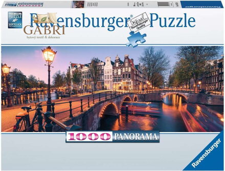 RAVENSBURGER Panoramatické puzzle Večer v Amsterdamu 1000 dílků