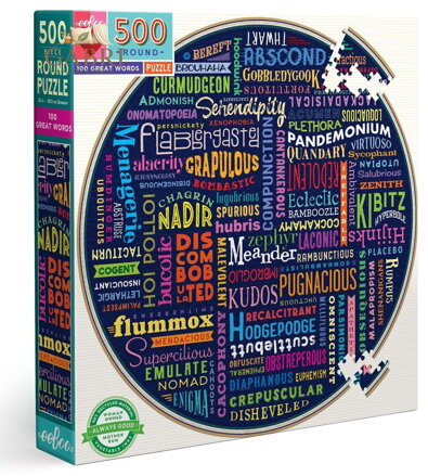 EEBOO Kulaté puzzle 100 skvělých slov 500 dílků