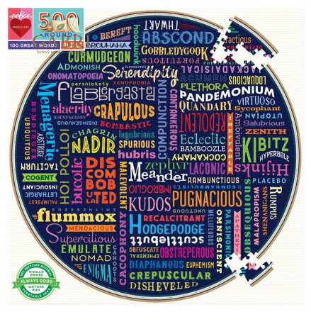 EEBOO Kulaté puzzle 100 skvělých slov 500 dílků