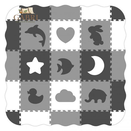 ECOTOYS Pěnové puzzle Zvířata a tvary černá-bílá SX s okraji