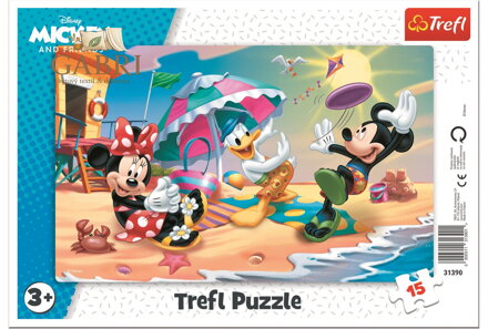 TREFL Puzzle Mickey a Minnie: Zábava na pláži 15 dílků