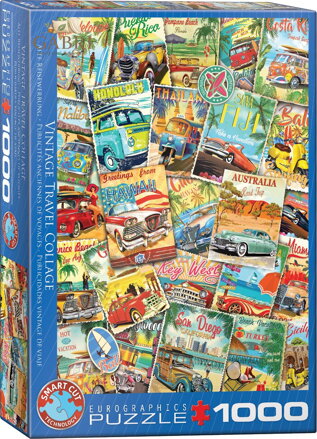 EUROGRAPHICS Puzzle Retro cestovatelská koláž 1000 dílků