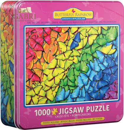 EUROGRAPHICS Puzzle v plechové krabičce Motýlí duha 1000 dílků