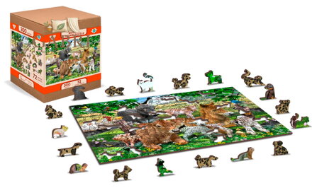 WOODEN CITY Dřevěné puzzle Školka na farmě 2v1, 300 dílků EKO