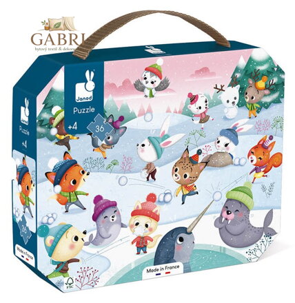 JANOD Puzzle v kufříku Party na sněhu 36 dílků