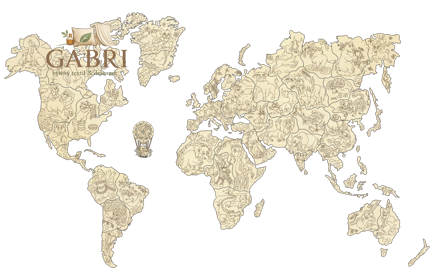 WOODEN CITY Dřevěná mapa se zvířátky velikost L (83x55cm)