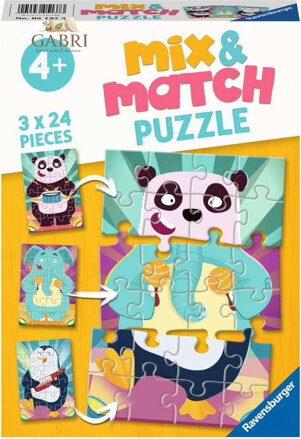 RAVENSBURGER Puzzle Mix&Match: Legrační zvířátka 3x24 dílků