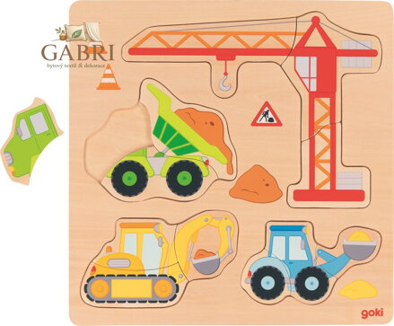 GOKI Dřevěné vkládací puzzle Na stavbě