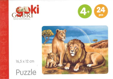 GOKI Dřevěné puzzle Africká zvířata: Lvi 24 dílků