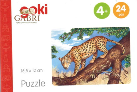GOKI Dřevěné puzzle Africká zvířata: Jaguár 24 dílků