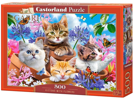 CASTORLAND Puzzle Koťátka s květinami 500 dílků