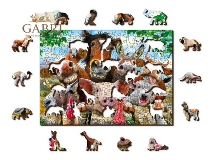 WOODEN CITY Dřevěné puzzle Život na farmě 2v1, 200 dílků EKO