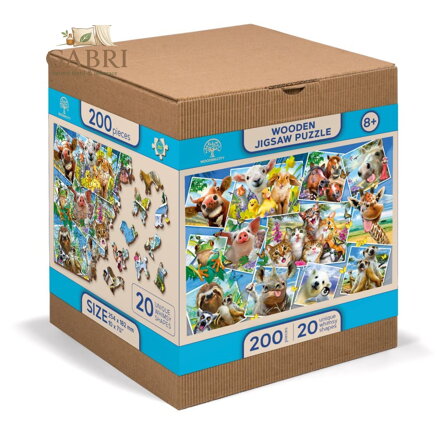 WOODEN CITY Dřevěné puzzle Zvířecí pohlednice 2v1, 505 dílků EKO