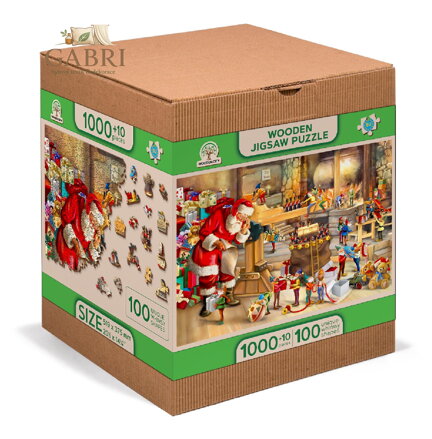 WOODEN CITY Dřevěné puzzle Santova dílna 2v1, 1010 dílků EKO