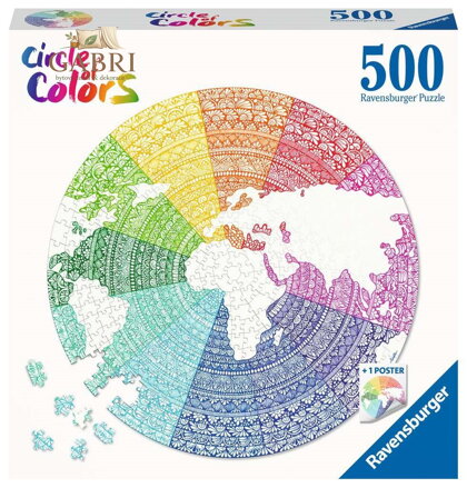 RAVENSBURGER Kulaté puzzle Kruh barev: Mandala 500 dílků