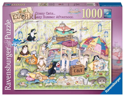 RAVENSBURGER Puzzle Crazy Cats: Líné letní odpoledne 1000 dílků