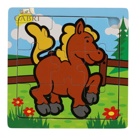 TEDDIES Dřevěné puzzle Moje první zvířátka: Koník 9 dílků